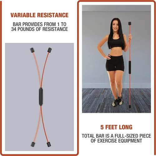 Miniatura 2 de Barra total, barra de ejercicios, barra de entrenamiento y equipo de rehabilitación, incluye estuche portátil, folleto de nutrición y folleto