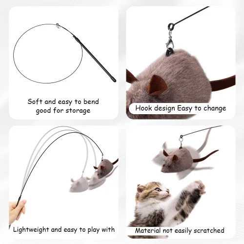 Miniatura 4 de PAZ'S GIFT Juguetes para gatos de felpa con hierba gatera, juguetes para patadas para gatos, limpia los dientes, elimina el mal aliento, adorables