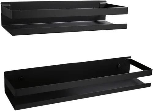 Organizador de ducha Estantes De Esquina De Baño, Estante De Pared De Cocina, Ducha, Champú, Estante De Almacenamiento, Negro Mate Moderno,