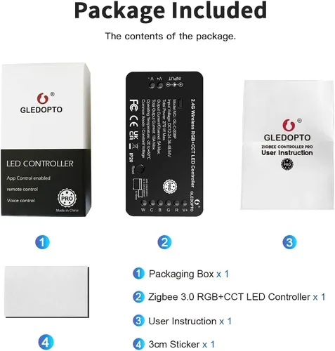 Miniatura 9 de GLEDOPTO Zigbee Pro RGBCCT Controlador de tira LED RGB CCT RGBW RGBWW 5 en 1 Compatible con SmartThings Amazon Echo Plus App/Control de voz
