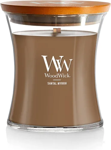 Miniatura 24 de WoodWick Santal Myrrh - Vela grande en frasco con forma de reloj de arena, cera de mezcla de soya prémium, mecha de madera Pluswick Innovation