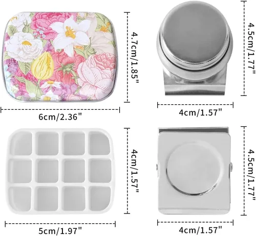 Miniatura 2 de Caja de estuche de pintura de acuarela portátil de mini lata de 12 celdas vacía es un pequeño kit de viaje de almacenamiento con clip magnético