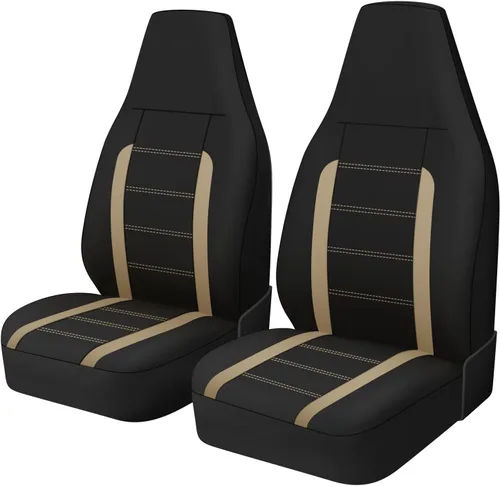 AUTOYOUTH Fundas de asiento delantero de automóvil, ajuste universal para sedán, camión, tendencia, accesorios de automóvil, color beige