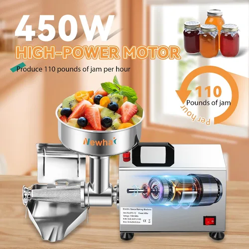 Miniatura 3 de Newhai 450W Colador de tomate eléctrico Fresadora de tomate comercial Máquina de prensa de alimentos de acero inoxidable Máquina exprimidora