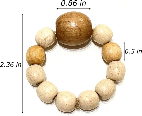 Miniatura 3 de Juego de 6 servilleteros de madera con cuentas de madera Servilleteros de madera rústica para decoración de mesa, hecho a mano, servilleta LEBEJUA