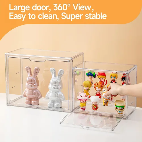 Miniatura 4 de Vitrinas de acrílico para coleccionables, cajas de estante transparentes de 3 niveles para figuras, vitrina para figuras de acción apilable y a