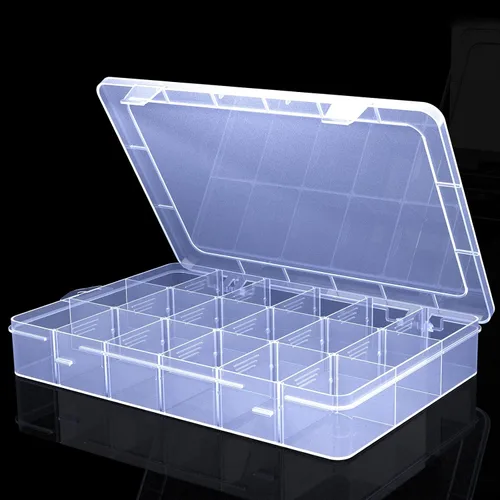 Miniatura 7 de Caja organizadora grande transparente, caja organizadora de 12 rejillas con divisores extraíbles para joyas, almacenamiento de cuentas, contenedor