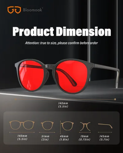 Miniatura 5 de Bloomoak Lentes de bloqueo de luz azul naranja 99%, estilo redondo retro de moda, alivia la fatiga ocular, mejorar el sueño para pantallas