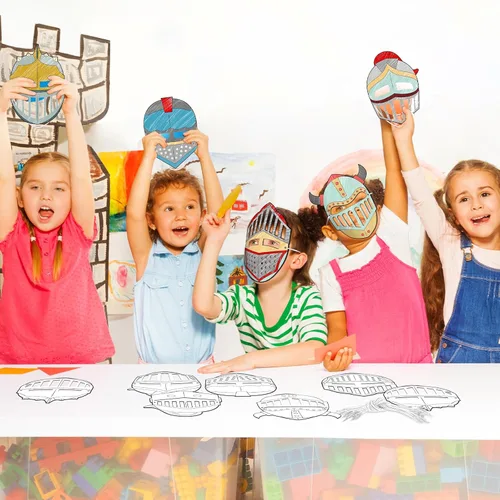 Miniatura 6 de Liliful Juego de 30 unidades de casco de salvación para manualidades a granel para colorear tu propio kit de bricolaje, armadura de Dios, máscara