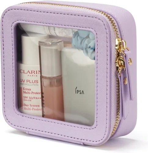 Bolsa de maquillaje transparente Popvibe, estuche de cosméticos de viaje con cremallera, bolsa de aseo transparente con cremallera, organizador