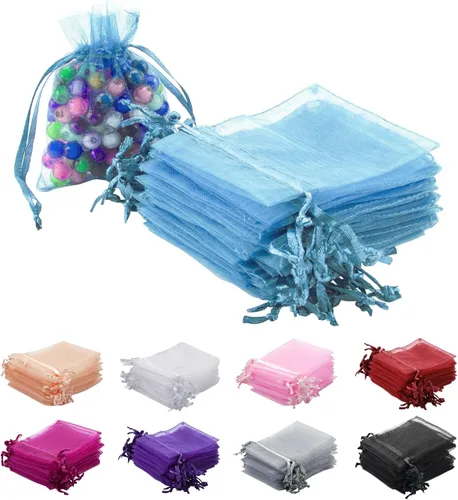 Miniatura 16 de 100 bolsas de organza rosa, bolsas de regalo con cordón transparente de 2 x 3 pulgadas para joyas, aretes, bodas, fiestas, recuerdos de Navidad
