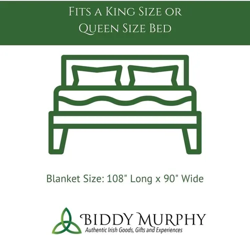 Miniatura 8 de Biddy Murphy, Manta de Lana Irlandesa 100% (BlackBerry), Tamaño King Grande 90" x 109" Pulgadas, Estilo Tradicional, Calidad de Reliquia, Cálida