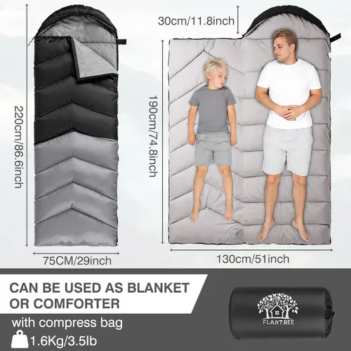 Miniatura 2 de Sleeping Bags for Adults & Kids for Camping Hiking Trips Warm Cool Weather, Lightweight and Waterproof with Compression Bag, 3-4 Season Indoors