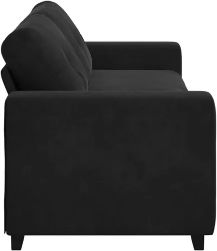 Miniatura 6 de vidaXL Sofá de 3 plazas de terciopelo negro de 70.9 in, elegante sofá de sala de estar, sofá de terciopelo suave, diseño resistente, asiento
