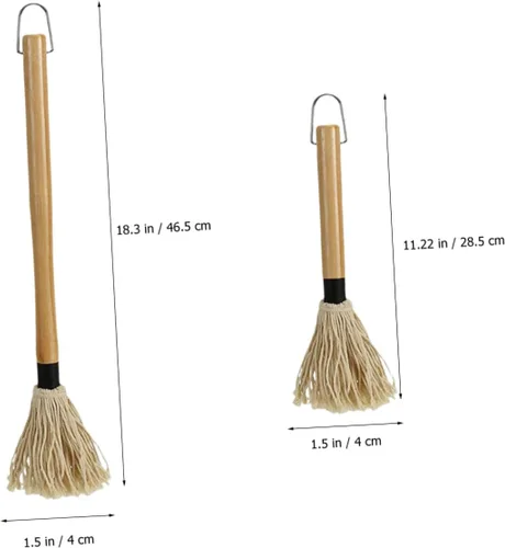 Miniatura 4 de ABOOFAN Juego de fregona para parrilla, cepillos de barbacoa para salsa Bbq Dipping Brush Basting Mop para asar material de madera de algodón