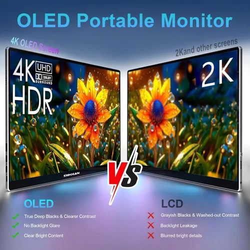 Miniatura 2 de Monitor portátil con pantalla táctil de 15.6" 4K UHD 3840X2160 100000:1 OLED de 10 puntos con pantalla táctil de 10 puntos, con funda protectora