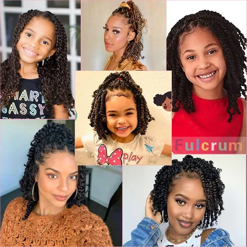Miniatura 9 de Fulcrum Cabello Passion Twist de 6 pulgadas, 8 paquetes de cabello de ganchillo Passion Twist para mujeres negras, cabello pretrenzado de ganchillo