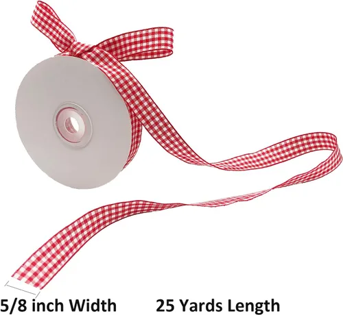 Miniatura 2 de Paquete de 2 cintas a cuadros blancos y negros de 5/8 pulgadas + cinta de cuadros de búfalo rojo y blanco, 50 yardas para decoración de fiestas