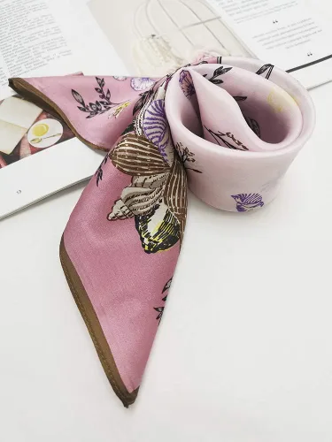 Miniatura 4 de FONYVE Bufandas 100% de seda de morera para mujer, bufanda cuadrada ligera de satén para la cabeza, bufanda pequeña de seda para dormir, 21 x 21