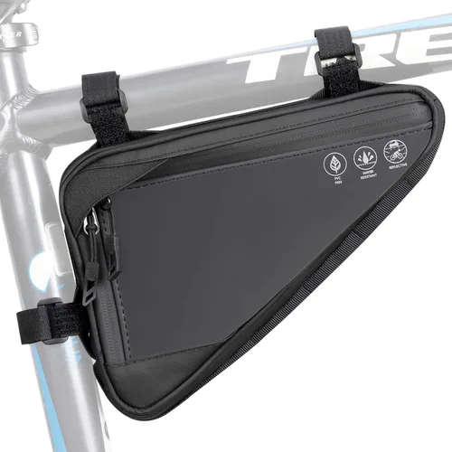 Bolsa de almacenamiento para cuadro de bicicleta WOTOW, bolsa triangular reflectante resistente al agua con dos bolsillos laterales, bolsa de