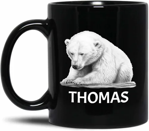 Miniatura 18 de Taza de café negra con diseño de oso de lápiz personalizada, regalo para los amantes de los osos, mamá y papá, taza de café de oso con dibujos