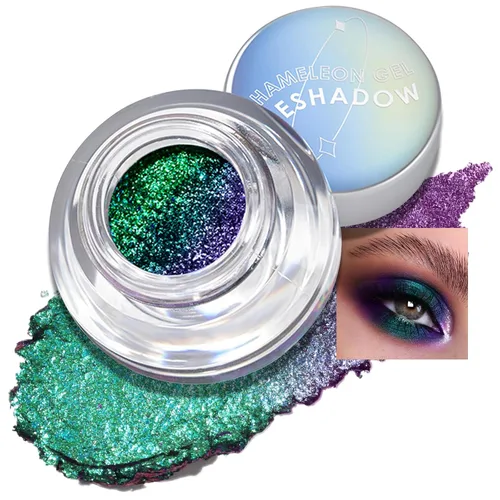 Miniatura 9 de FOCALLURE Duochrome Chameleon - Sombra de ojos con pigmento metálico que cambia de color, maquillaje de ojos multicromo, acabados multireflectantes