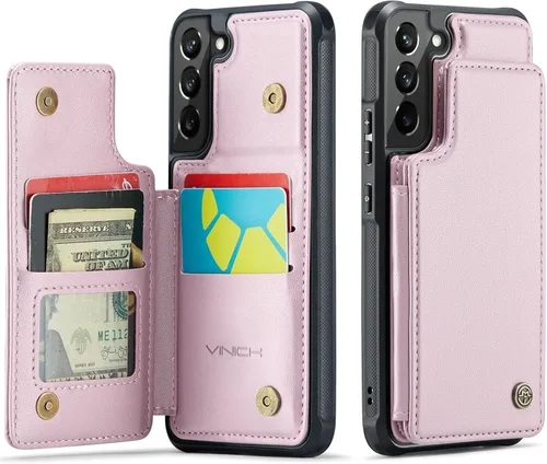 Miniatura 13 de Vinich Funda tipo cartera para Samsung Galaxy S22 con tarjetero, bloqueo RFID, ranuras de crédito, función atril, a prueba de golpes, para Galaxy