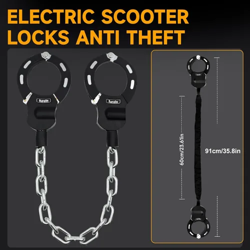 Miniatura 7 de Cerradura de scooter, cerraduras antirrobo con bolsa de scooter, cerraduras eléctricas resistentes de 35.8 pulgadas, con 3 llaves, cerraduras