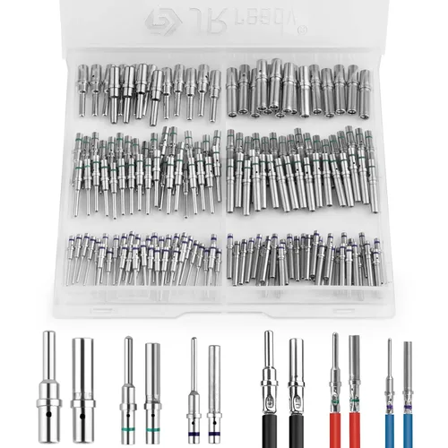 JRready ST6443 Kit de pines Deutsch, pines sólidos Deutsch, kit de contactos de barril cerrado tamaño 12 16 20 terminales machos y enchufes hembra