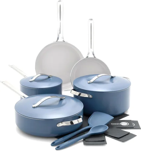 GreenPan Nova Juego de Ollas y Sartenes de 10 Piezas, Oprah's Favorite Things 2024, Cerámica Antiadherente sin PFAS, para Freír, Saltear, Olla de