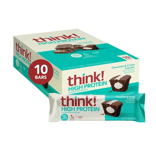 Miniatura 22 de Think! Barras de proteína, sin gluten, barra energética sin azúcar con aislado de proteína de suero, Creamy Peanut Butter, barras nutricionales, sin