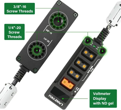 Miniatura 3 de Divisor D-Tap D-Tap de Voltímetro Regulado de 12V para ARRI ROJO Sony Teradek Smallhd DJI TILTA SmallRig Montaje en V Montaje en Oro, Roscas