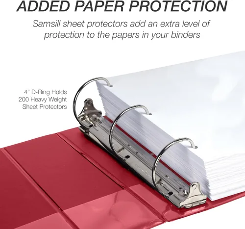 Miniatura 461 de Samsill - Carpeta duradera de 5 pulgadas, fabricada en los Estados Unidos, con anillos en D, transparente y personalizable, color blanco