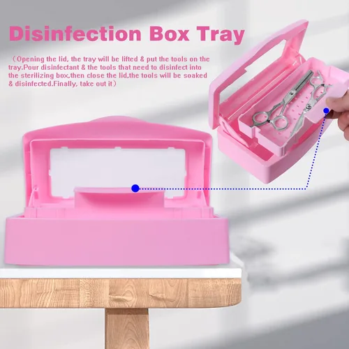 Miniatura 2 de Bandeja de esterilización de plástico, bandeja de esterilización, caja esterilizadora limpia, organizador de almacenamiento para uñas, pinzas, Rosa