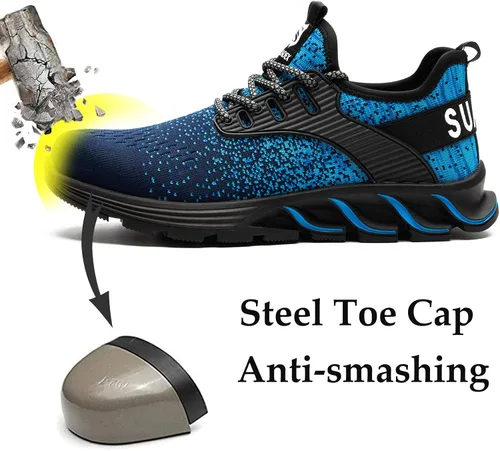 Miniatura 39 de SUADEX Zapatos deportivos con punta de acero para hombres y mujeres, indestructibles, ligeros, cómodos, antideslizantes, puntera compuesta