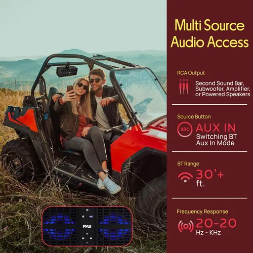 Miniatura 4 de Pyle Barra de sonido ATV/UTV de 11 pulgadas, altavoces Bluetooth UTV impermeables con amplificador de clase D integrado, sistema de altavoces de 2