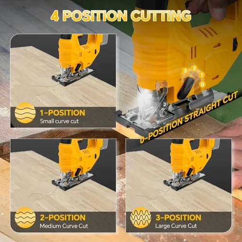 Miniatura 5 de Sierra de calar inalámbrica para batería Dewalt de 20 V, rompecabezas sin escobillas con luz LED, 7 velocidades variables, cortes biselados de 45°
