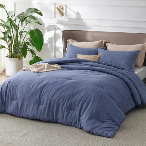 Miniatura 367 de Bedsure Juego de edredón Twin/Twin XL, ropa de cama suave beige para todas las estaciones, juego de cama teñido catiónico, 2 piezas, 1 edredón
