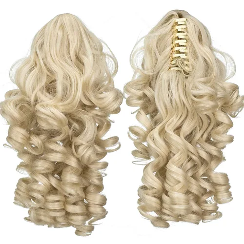 Miniatura 23 de SWACC 12-Pulgadas Extensiones de Cola de Caballo Cortas con Rizos de Tornillo y Pinza de Gancho Extensiones de Cabello Sintético con Cordón