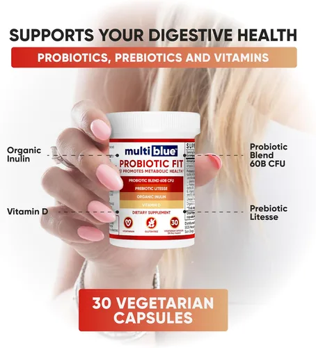 Miniatura 7 de MultiBlue Ajuste probiótico: apoya el GLP-1 natural y el control del apetito para mujeres y hombres, bifidobacterium B-420, salud digestiva e