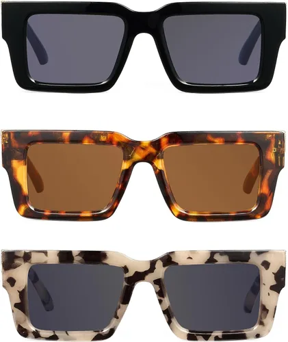Miniatura 12 de JM Paquete de 3 gafas de lectura estilo Oprah para mujeres y hombres, elegantes gafas cuadradas con bloqueo de luz azul Color mixto