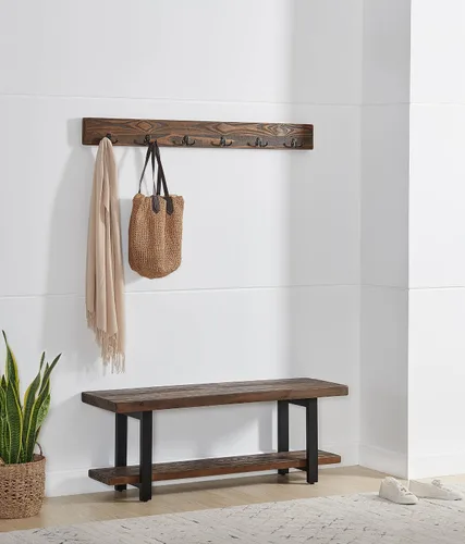 Miniatura 12 de Alaterre Furniture Perchero Industrial Pomona de 48 Pulgadas Montado en Pared con 6 Ganchos Resistentes y 4 Compartimentos Abiertos, Organizador