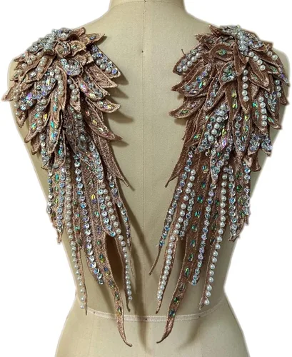 Miniatura 21 de Parches de lentejuelas con alas de ángeles de la guarda, apliques de diamantes de imitación para ropa, chaquetas, jeans, vestido, decoración