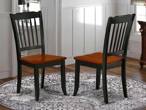Miniatura 2 de East West Furniture DAC-BCH-W Danbury - Juego de 2 sillas de comedor de madera maciza, con respaldo de listones, color negro y cereza