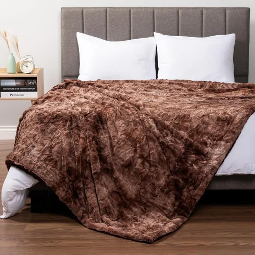 Miniatura 10 de PAVILIA - Manta de piel sintética reversible con diseño tie-dye color negro, suave, mullida y cálida, mantas y cobijas de sherpa para cama, manta