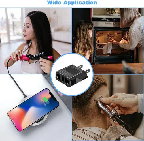 Miniatura 5 de Adaptador de enchufe de Europa a Estados Unidos, paquete de 8 adaptadores de enchufe de alimentación de viaje, salida tipo A, europeo a