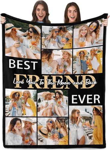 Envío al día siguiente, regalos de cumpleaños para mejores amigas, manta personalizada con fotos, regalos de manta para mejores amigas y BFF, regalo