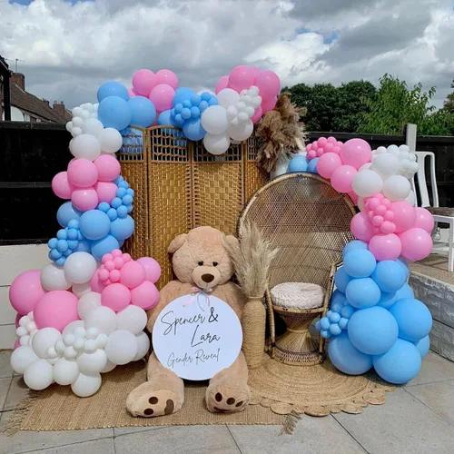 Miniatura 5 de Kit de arco de guirnalda de globos rosa bebé, 110 globos de látex rosa, 5/10/12/18 pulgadas, revelación de género, baby shower, boda, decoración