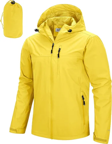 Miniatura 9 de 33,000ft Chaqueta de lluvia plegable para hombre, chaqueta ligera impermeable con capucha, impermeable tipo gabardina para ciclismo