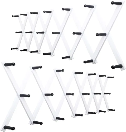 Miniatura 41 de WEBI Acordeón para colgar en la pared, percha de pared para sombreros, acordeón, expandible, de madera, montado en la pared, estante de gancho